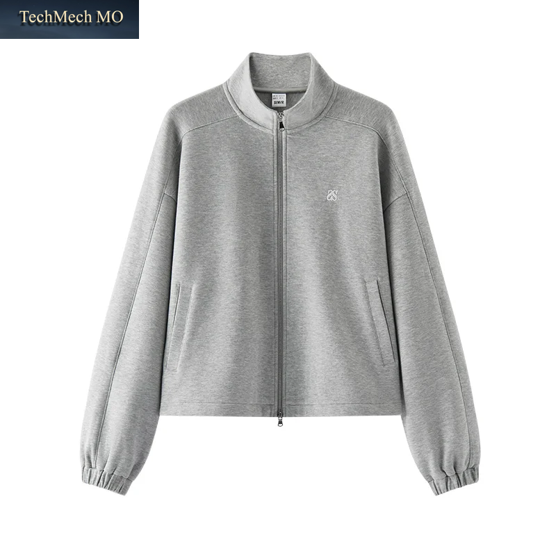 Semir Jacke Für Damen, Kordelzug, College-Stil, Stehkragen, Textur, Sportlich, 2025, Herbst-Oberbekleidung, Damenbekleidung, Tops Für Damen