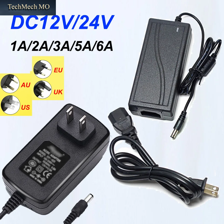 AC110-240V Schaltnetzteil-Adapter DC12V 24V 1A-6A Mit EU-, US-, AU-, Uk-Steckern Für Led-Streifenlicht-Konverter-Ladegerät