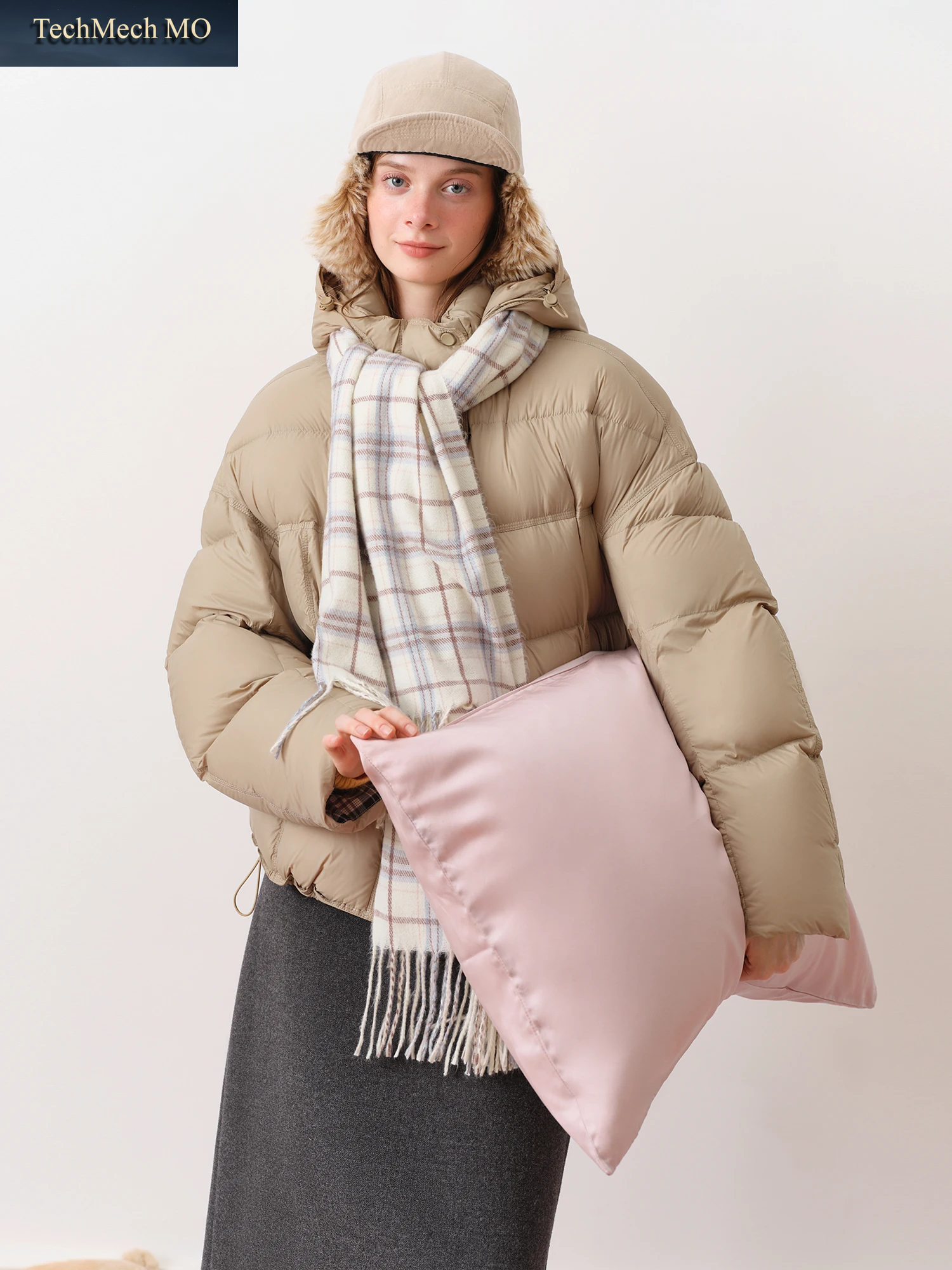 FSLE 2025, Winter-Damen-Pufferjacke Mit Kapuze, Wasserdichter Daunenmantel, Blasen-Stil, Thermischer Warmer Mantel, Übergröße, Kurze Gesteppte Oberbekleidung