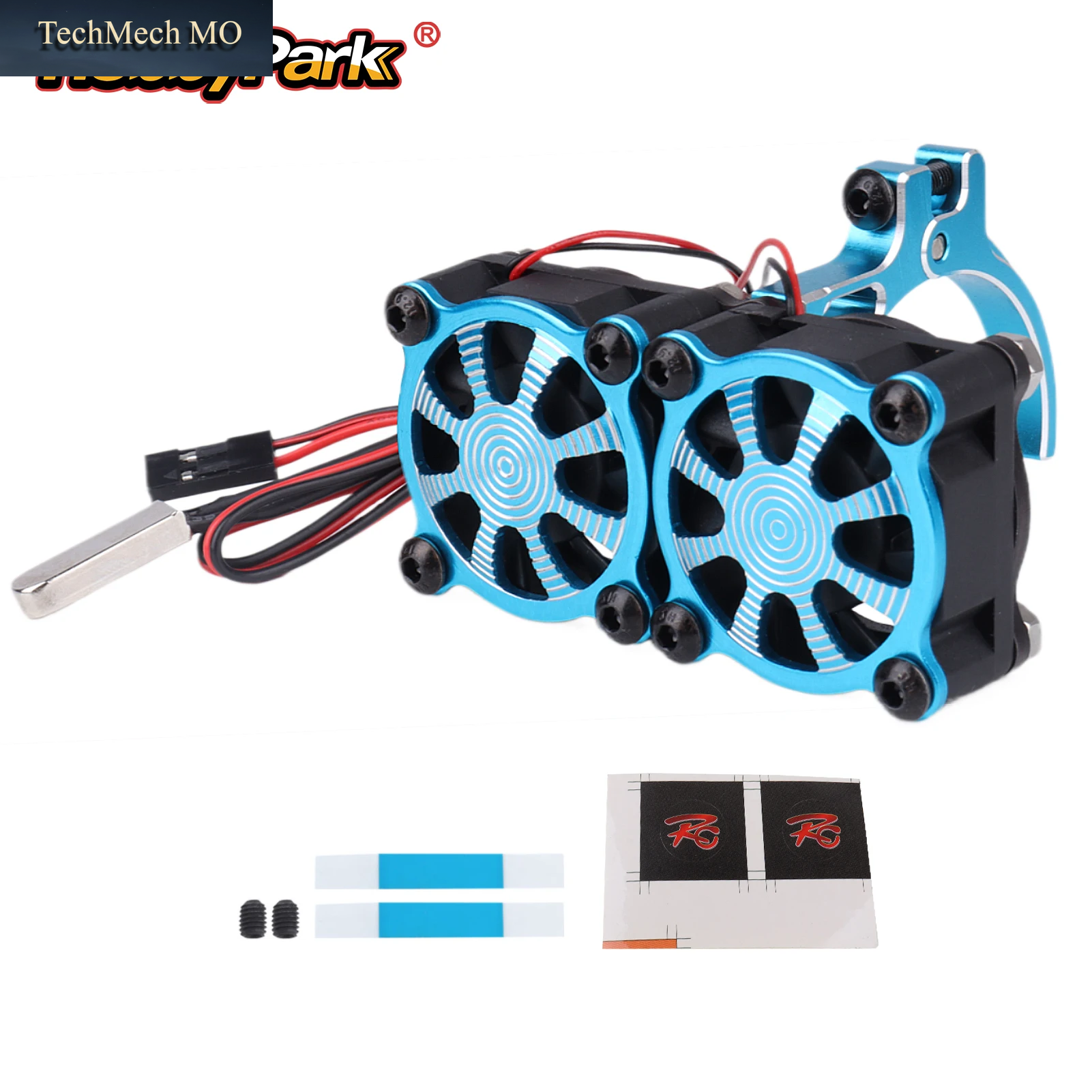 Hobbypark Blauer Motorlüfter Mit Thermosensor-Kühlkörper Für 36Mm 540 Brushless Motoren TRX4 SCX10 & SCX10 II III Dual Twin