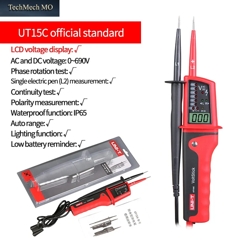 UNI-T Ut15C Ut18C Ut18D Spannungs Prüfgerät Sonde Volt Anzeige Messer Phasen Folge Kontinuität Spannungs Detektor Digital Multimeter