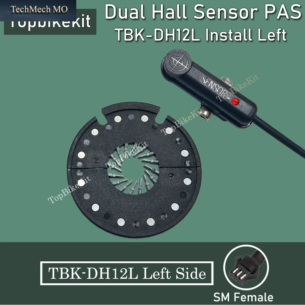 Ebike Dual Hall Pedalsystem Assistent Sensor Einfache Montage PAS Ebike PAS TBK-DH12L/R Linke/Rechte Seite 12 Magnete PAS Sensor