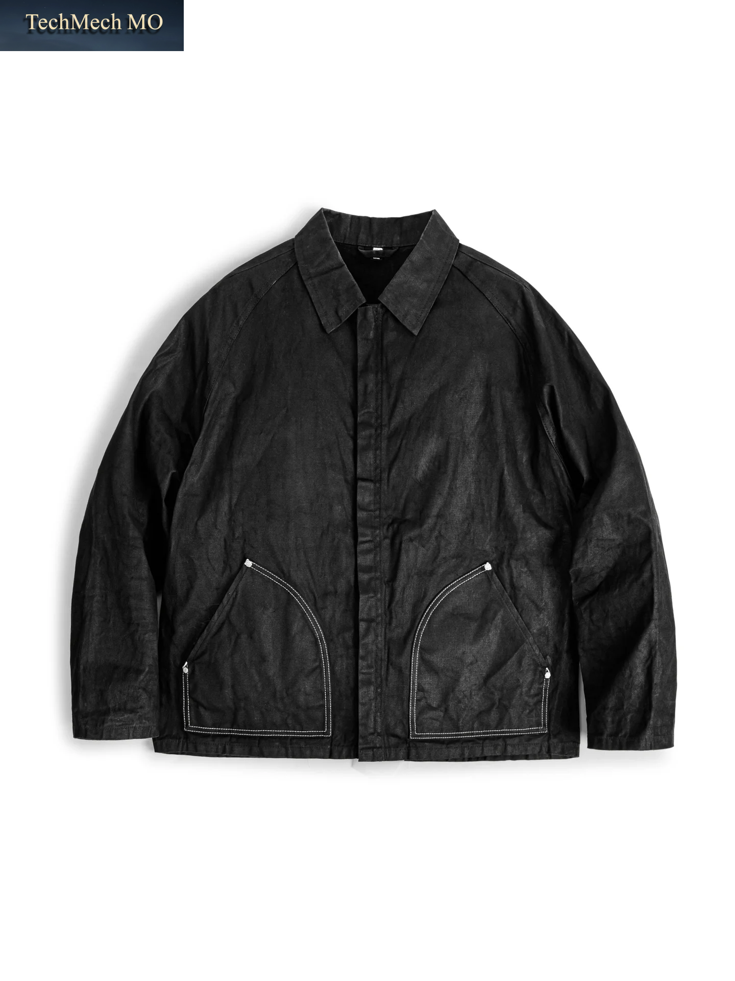 Maden Schwarze, Geölte Canvas-Jagdjacke Mit Kontrastnähten, Robuste, Kurz Geschnittene Oberbekleidung, Lässige Kurze Länge Für Herren, Herbst