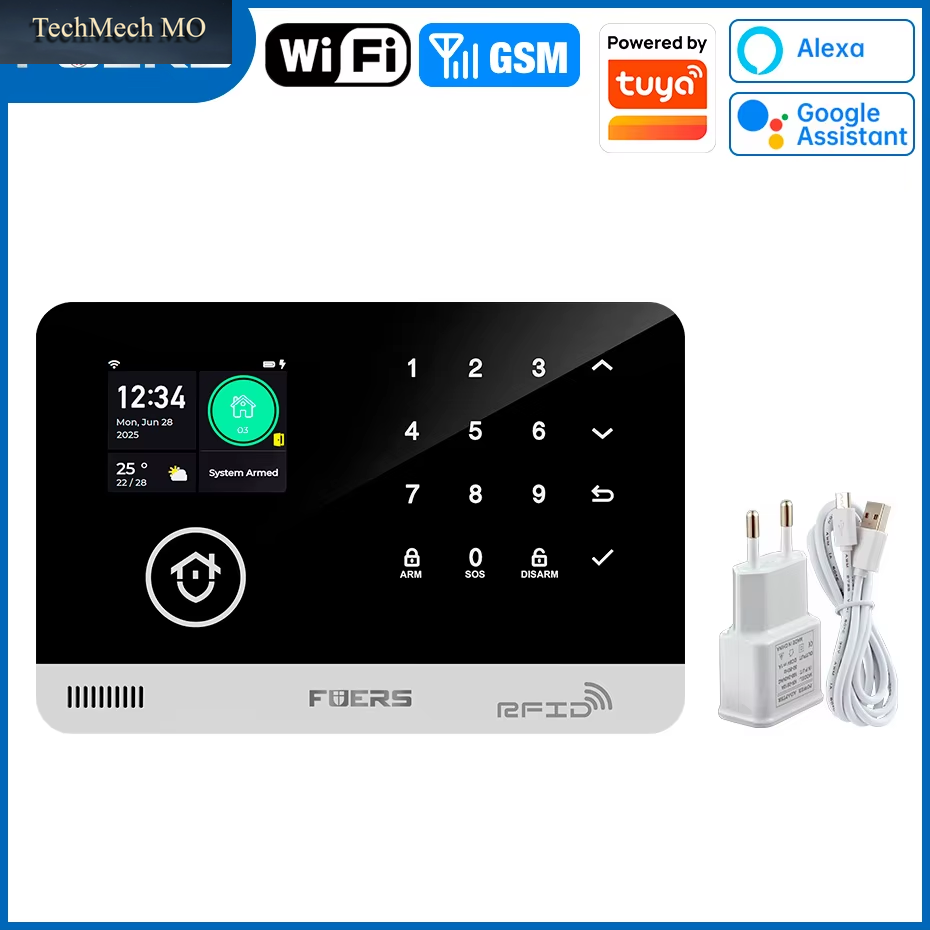FUERS Alarmsystem Für Zuhause, WIFI, GSM, Sicherheitsalarm, Host, Diebstahlschutz, Mit Türbewegungssensor, Tuya Smart App-Steuerung, Arbeit Alexa