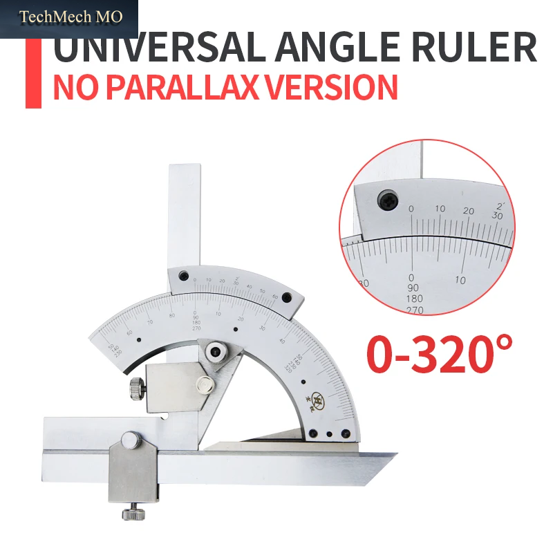 320/360 ° Universeller Winkelmesser Aus Kohlenstoffstahl Winkelmessinstrument Lupe Holzbearbeitungs-Messwerkzeuge
