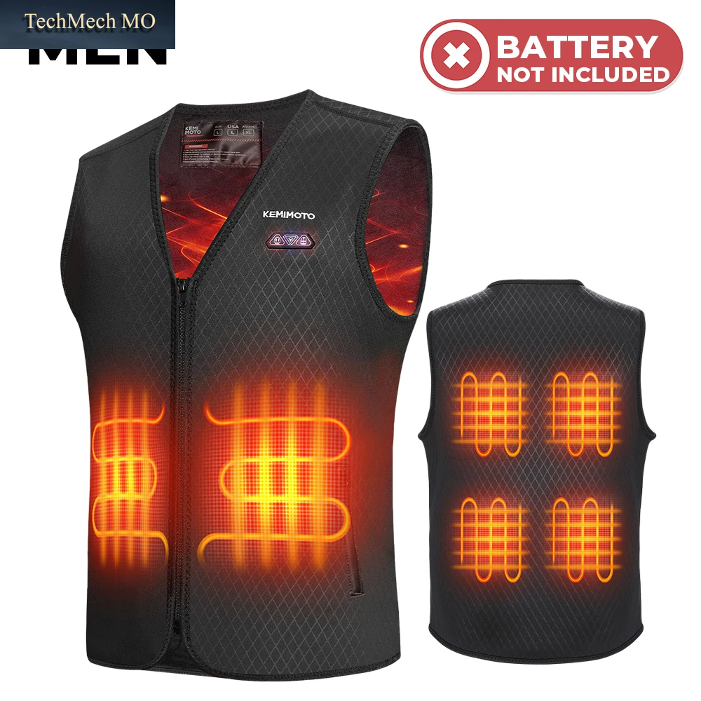 KEMIMOTO Winterwarme Beheizte Weste Für Herren Und Damen, Beheizte Motorradjacke, USB, Elektrische Intelligente Heizung Für Skifahren, Angeln, Outdoor-Ausrüstung