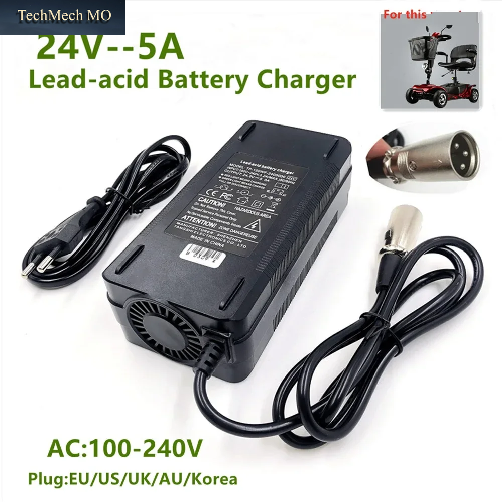 24V 5A Blei-Säure-Batterieladegerät Für Rollstuhl Und Golfwagen, Blei-Säure-Ladegerät Mit 3-Pin-Xlr-Anschluss, Schnelles Laden