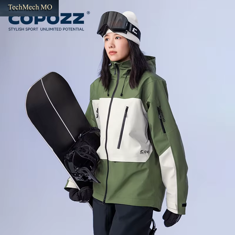COPOZZ Skijacke Für Damen Und Herren, Mit Kapuze, Skibekleidung, Winddicht, Winteroverall, Kapuzenpullover, Wasserdicht, Outdoor-Sportbekleidung, Snowboard
