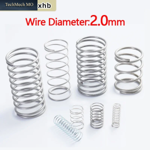 5Pcs 2.0Mm 304 Stainless Steel Spiral Compression Spring, Od:12/13/14/15/16/17/18/19/20/21/22/24/25/30Mm, Length: 15Mm-100Mm