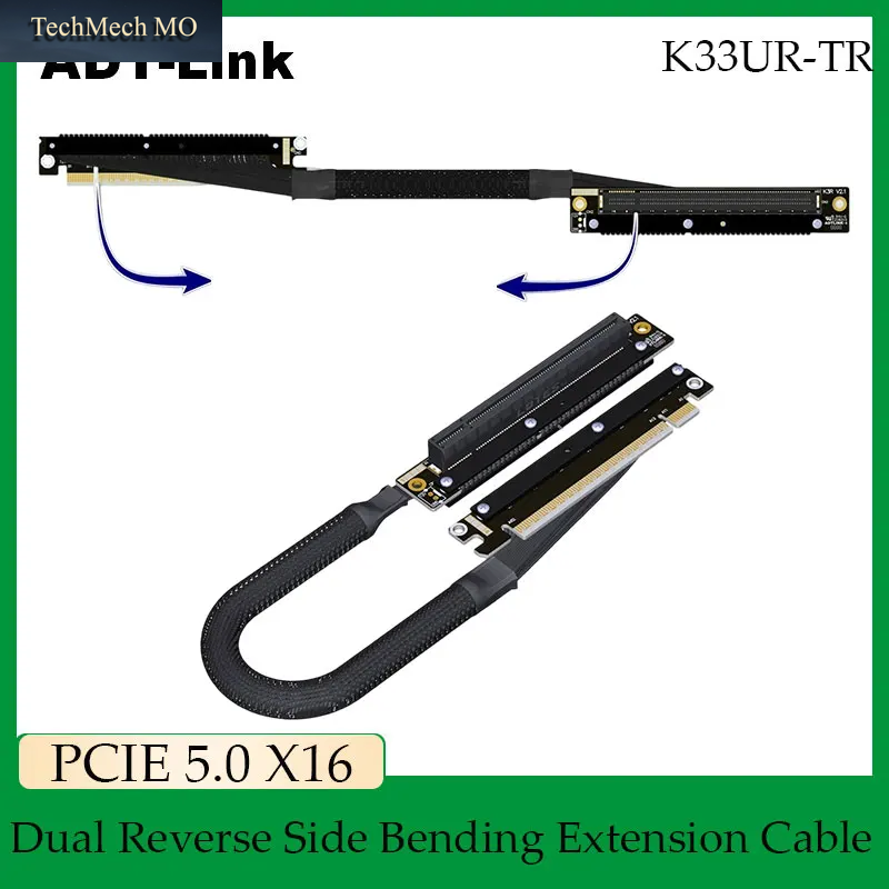PCIE 5,0 X16 Dual Reverse Side Bending Grafikkarten-Verlängerungskabel Für Chassis Server NVIDIA RTX50 AMD Rx79Xx