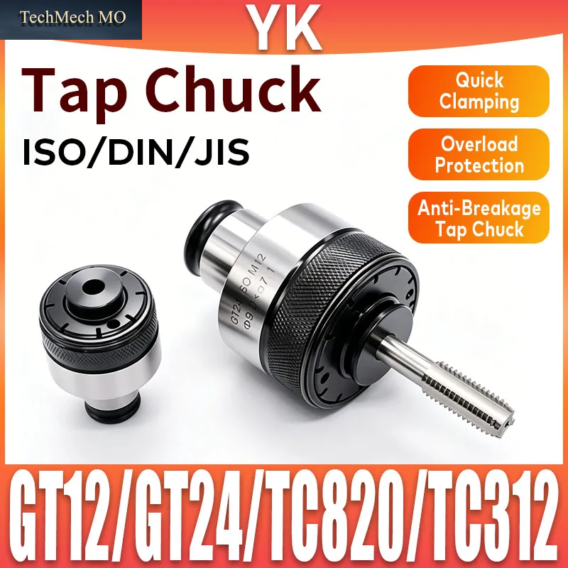 GT12 GT24 TC820 TC312 Gewindeschneidspannzangenfutter M4 M6 M8 M10 M12 M14 Gewindeschneidfutter Teleskop-Werkzeughalter ISO DIN JIS Überlastschutz
