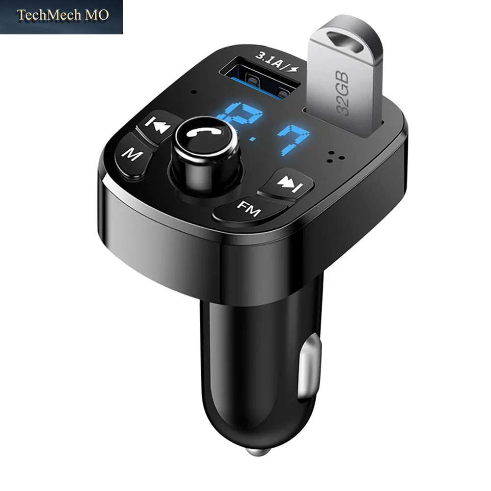 Freisprecheinrichtung Bluetooth 5.0 MP3 Auto-Ladegerät Fm-Transmitter Kabelloser Dual-Player Bluetooth Led-Anzeige Dual-Usb-Autoladegerät