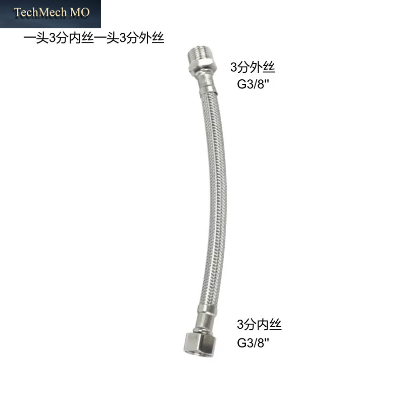 Europäischer Standard 3/8" Edelstahl Geflochtener Flexibler Schlauch Für Warm- Und Kaltwasserzufuhr, Geeignet Für Warmwasserbereiter, Eckventil, Toilette.