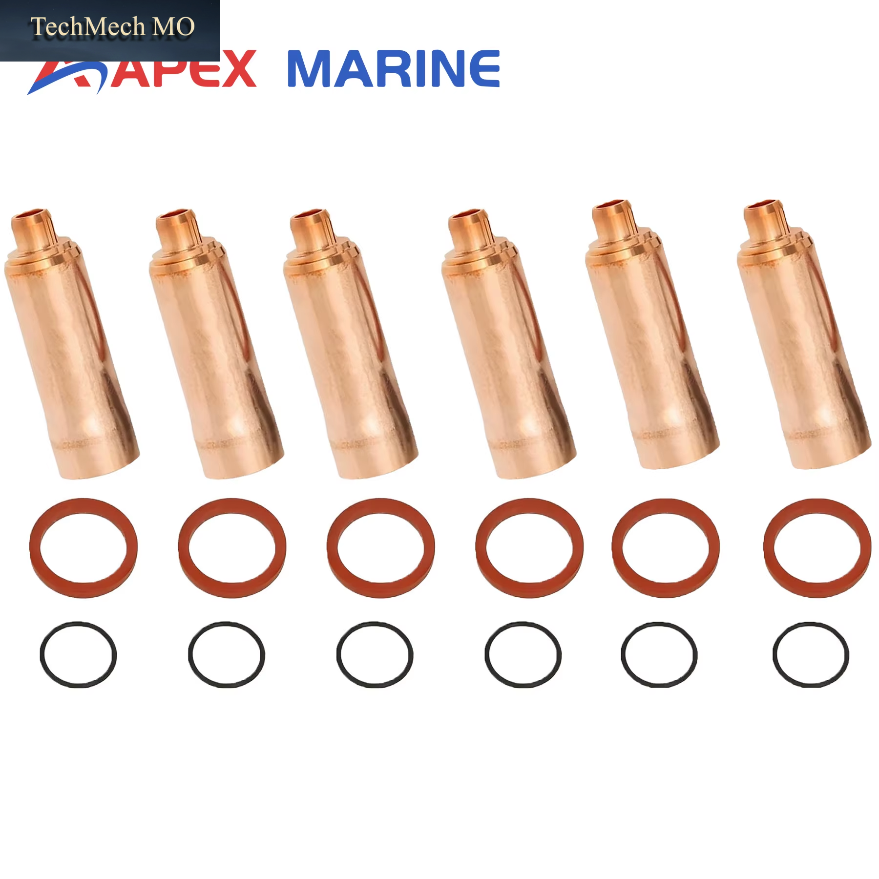 6 Pcs Marine Injector Sleeve Kit Compatible with Volvo Penta AD41 TAMD31 AD31 KAD32 TAMD41 KAD43 Motors Diesels 861255 838609