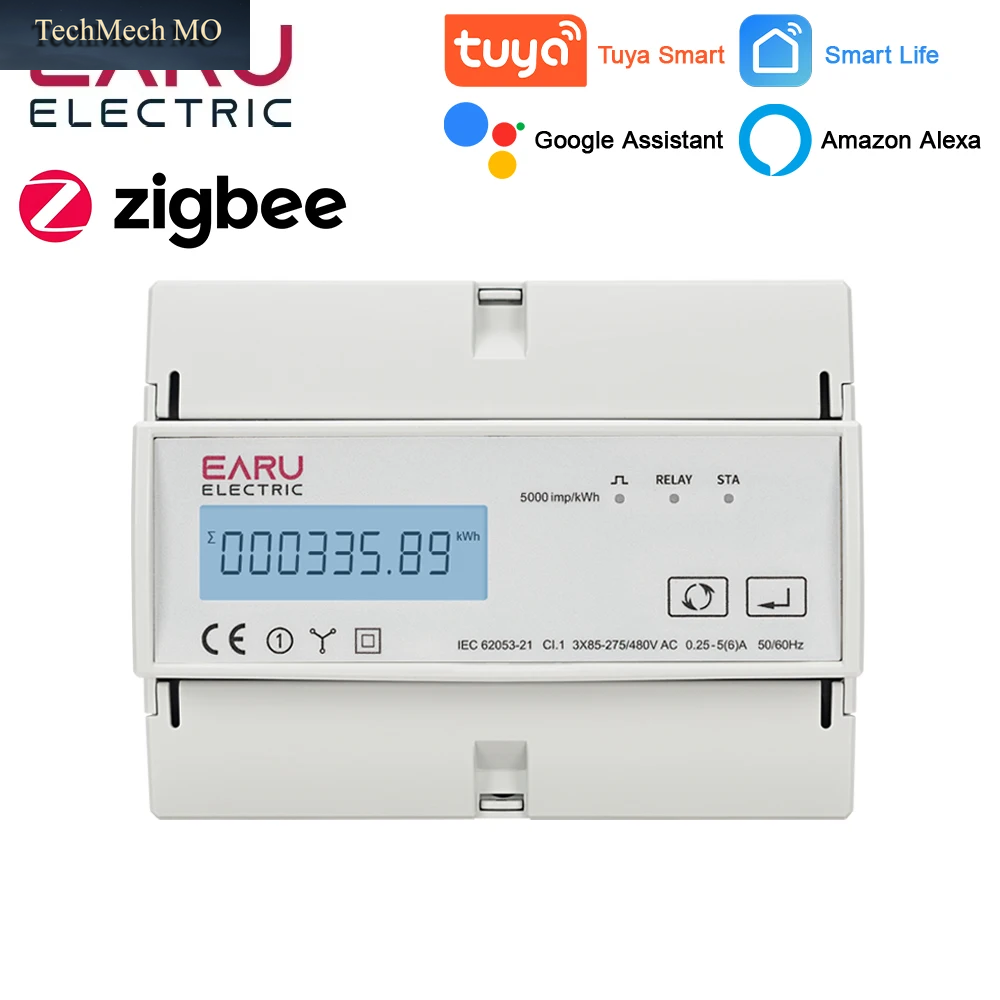 EARU Dreiphasiger Wechselstrom 220V 480V Tuya Wifi Zigbee RS485 Intelligenter Bidirektionaler Strom-Spannungs-Kwh-Messgerät Für Pv-Solarstrom