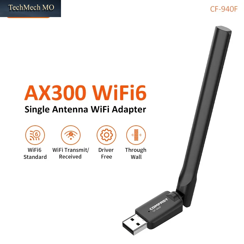 COMFAST Wlan-Usb-Adapter WIFI6 1300Mbps Netzwerkkarte 2,4G/5,8Ghz USB3.0/2.0 Wlan-Dongle Empfänger Treiberfrei Für PC Win10/11