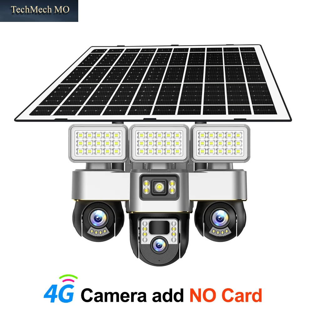 4G Sim Karte Kamera Mit Solar Panel Outdoor Flutlicht Triple PTZ Kamera Überwachung Sicherheit Schutz CCTV Videocam V380 Pro