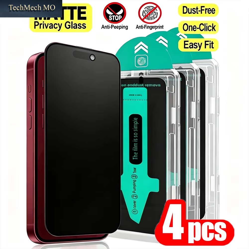 4PCS Full Cover Matte Privacy Screen Protector for Iphone 18 Pro Max 18 Pro Dust Free Installation Protector Tempered Glass Film
