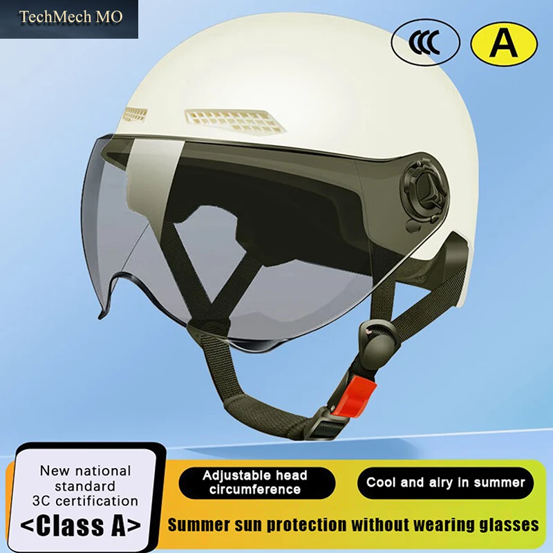 Halbhelm Für Erwachsene Mit Schutzbrille Für Motorrad Und Fahrrad – Cartoon-Design, 3C-Zertifiziert Für Männer Und Frauen.