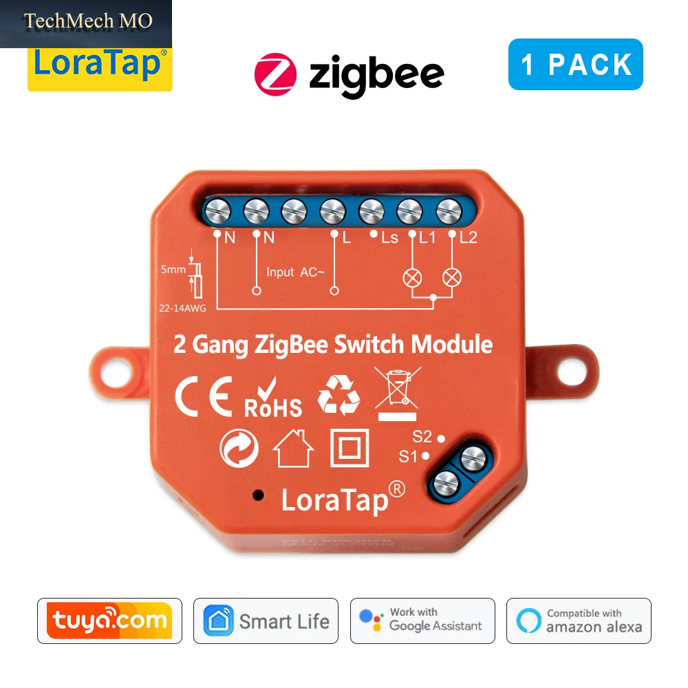 Loratap Tuya Zigbee 3,0 2 Gang Licht Schalter Relais Modul Google Home Alexa Echo Fernbedienung Arbeit Mit Zigbee2Mqtt DIY