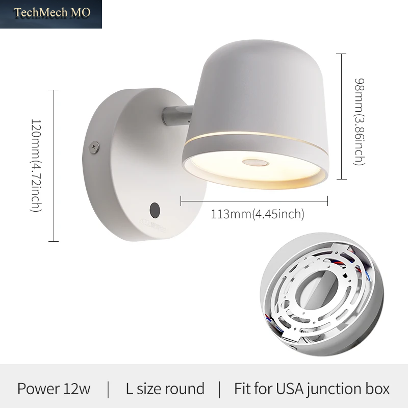 Aisilan 12W LED Dimmbare Wandleuchte Mit Touch-Schalter, Helligkeitsregelung, 3-CCT Drehbare Wandleselampe Für Nachttisch Und Schlafzimmer