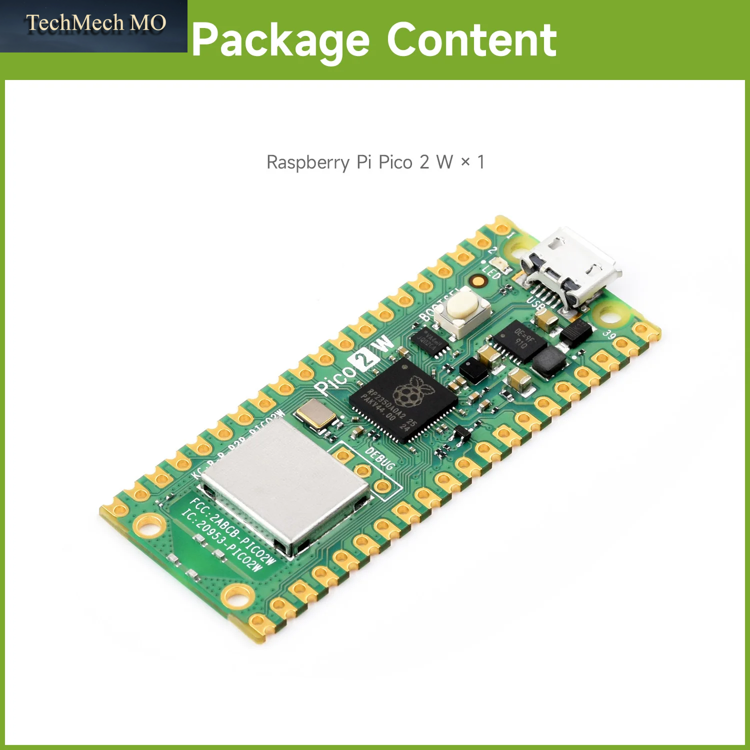 Raspberry Pi Pico 2W Mikrocontroller-Board, Basierend Auf Dem Offiziellen Rp2350-Chip, Dual-Core-Dual-Architektur, Unterstützt WIFI Bluetooth