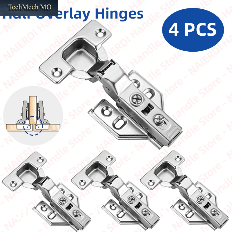 NAIERDI 4 Stück Soft-Close-Scharniere Aus Edelstahl, Hydraulische Scharniere Für Möbel, Schränke Und Türen