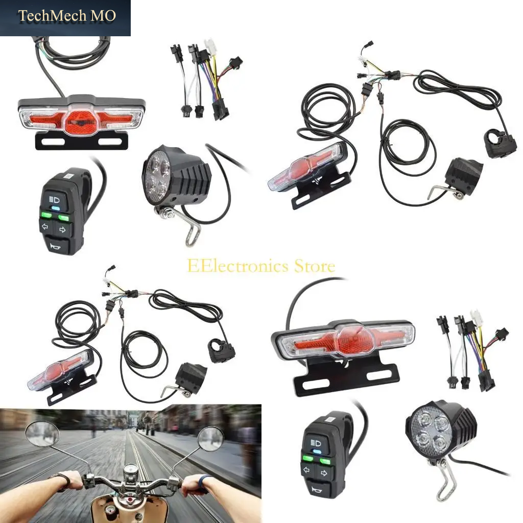 B03C 1 Set Multifunktions-Fahrradlicht- Und Hupen-Set Mit Rücklicht Und Mit Schaltknopf, 6-Polige Verkabelung