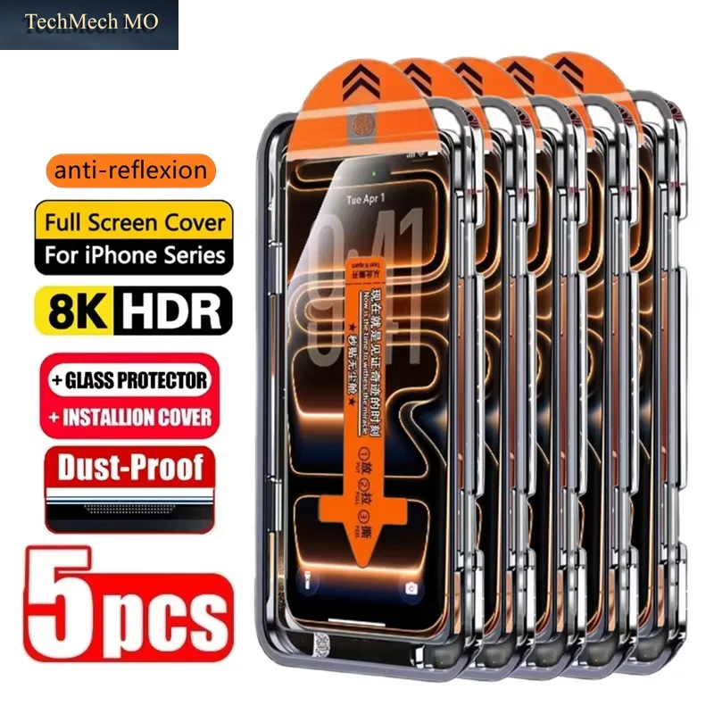 1-5 Stück Einfach Zu Installierender Hd-Displayschutz Für Iphone 17 Pro Max 18 15 16 13 11 14 16E 12 Mini XR X Xs 7 8 plus Air Gehärtetes Glas