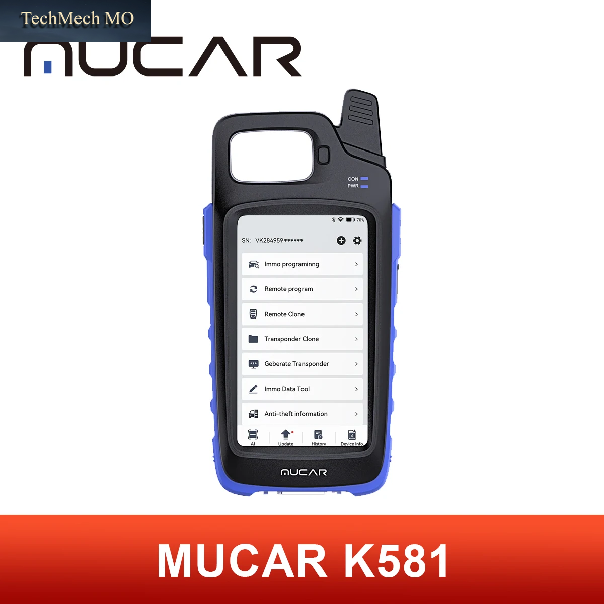 MUCAR KEY581 IMMO Schlüsselprogrammierer Mit 2 Smart Keys, 9 Reset-Funktionen, Obd2-Funktion, Fernprogrammierung, Schlüsselchip-Lesen, CANFD, Kostenlose Updates