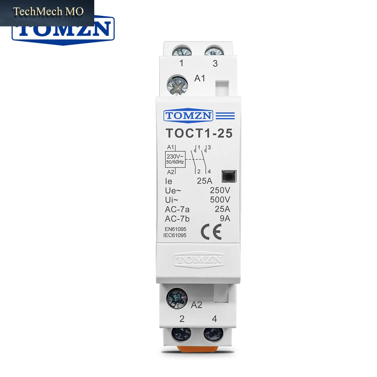 TOMZN TOCT1 2P 25A AC 220V/230V 50/60Hz Din-Schienen-Haushaltsmodularschütz 110V 230V 24V 2NO 2NC 1NO1NC