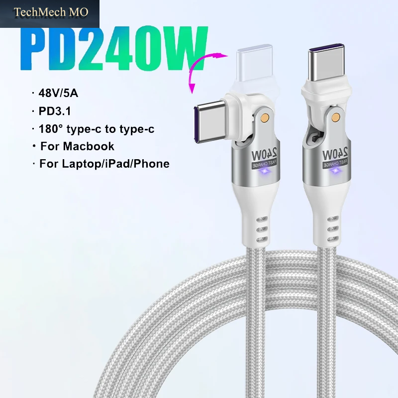 AUFU 240W USB Typ C Kabel Für Macbook Pro Quick Charge 3.1 5A Schnellladekabel Ladekabel USB C Kabel Für Iphone15 Samsung Xiaom