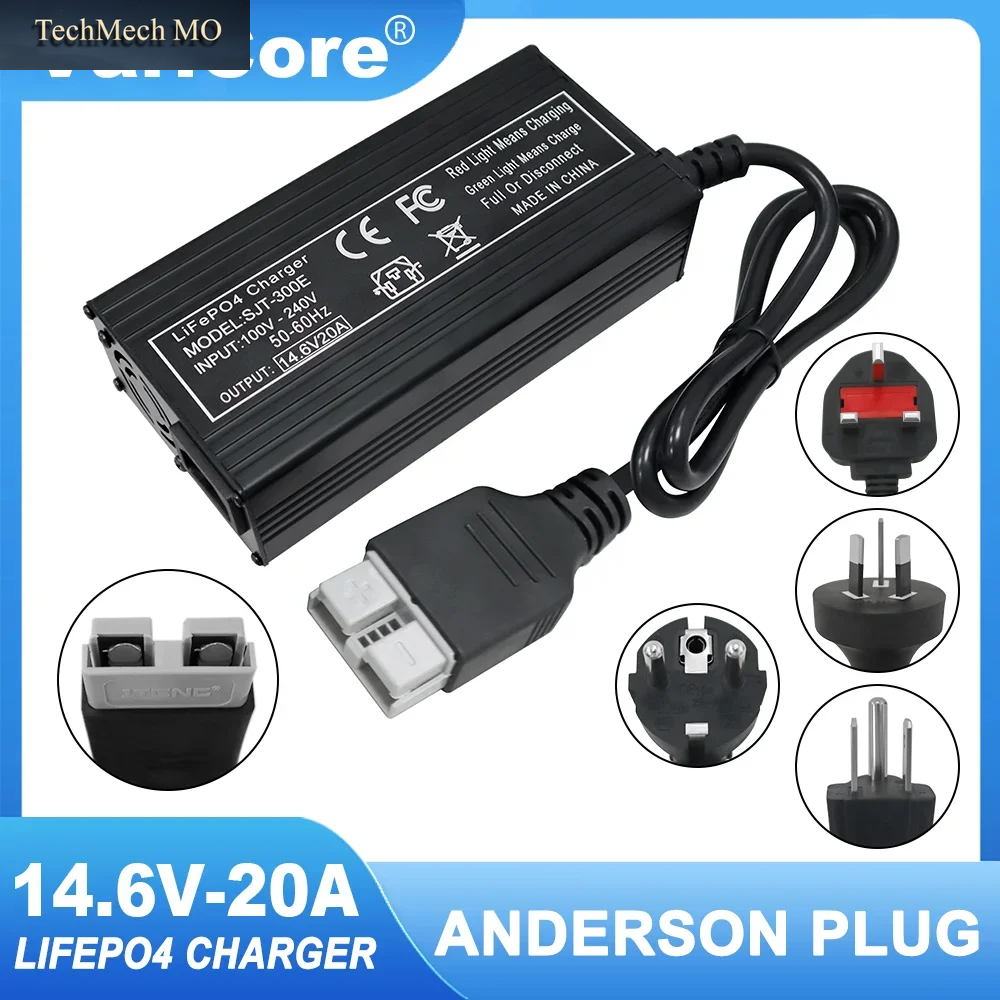 12V/14,6V 20A Lifepo4 Smart-Ladegerät 110-220V 4S Hochleistung Für 12,8V Akkupack Mit Lüfter Aluminiumgehäuse