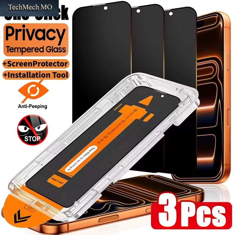 3Pcs Privacy Screen Protector for Iphone 17 13 14 15 16 18 Pro Max Oleophobic Coating Dust Free Easy Installation for Iphone Air