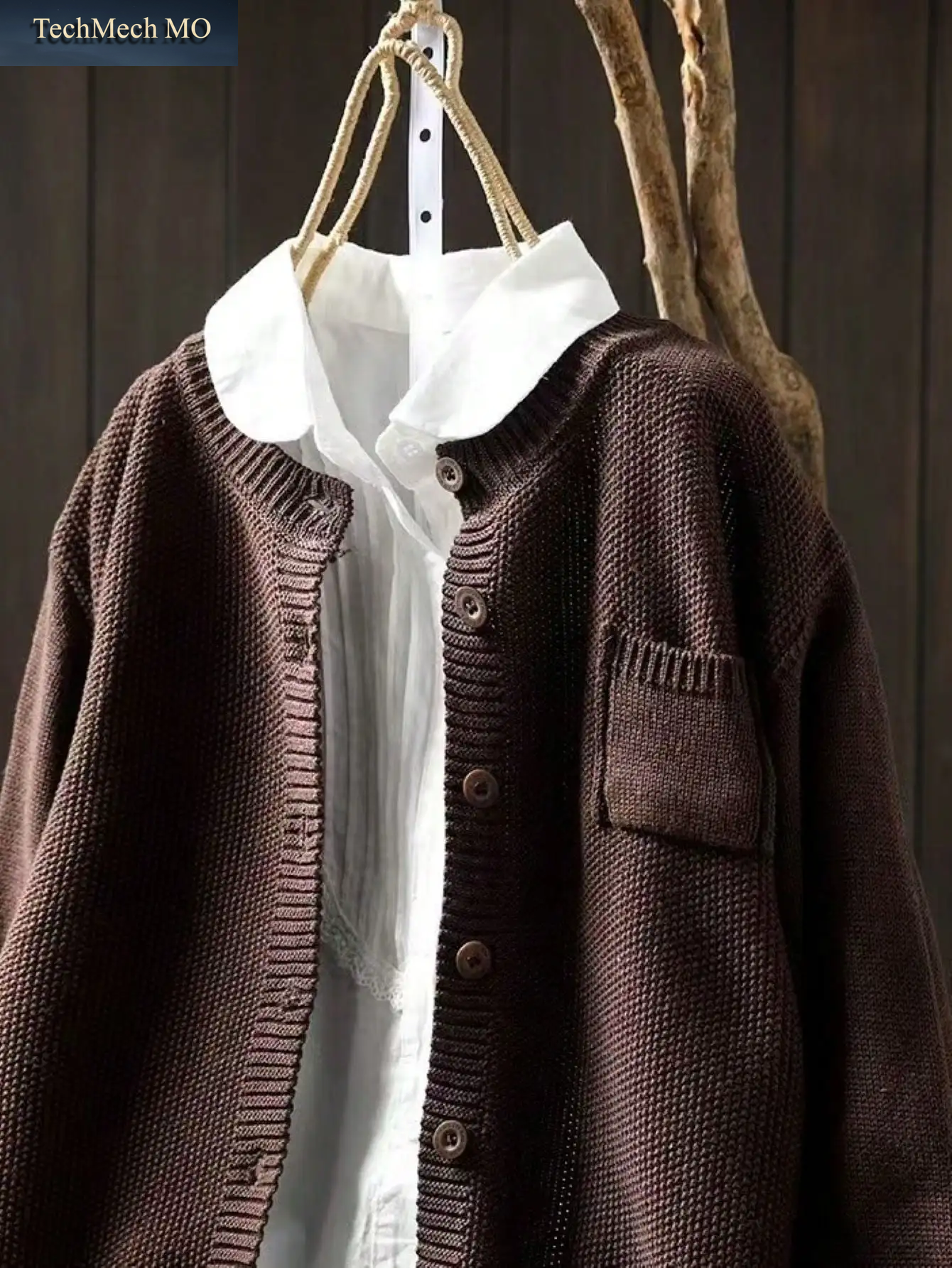 Lässiger Damen-Cardigan Mit Rundhalsausschnitt, Langen Ärmeln Und Einer Tasche, Perfekte Wahl Für Frühlings- Und Herbstausflüge.