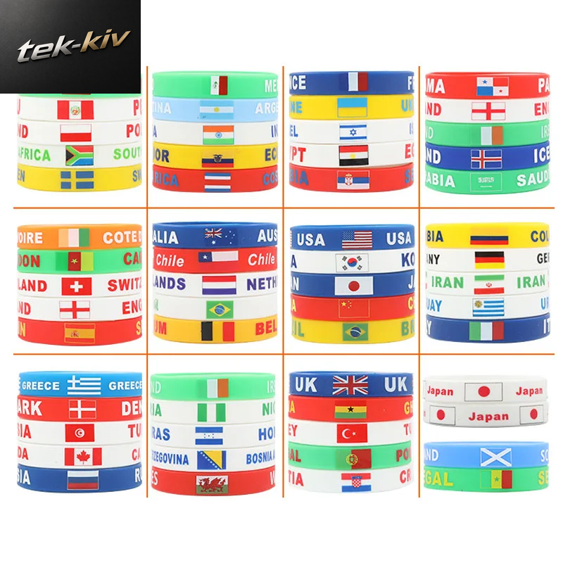 1PC Land Welt Flagge Logo Sport Silikon Armband Nationalen Fußball Fans Elastische Gummi Armbänder & Armreifen Souvenir Geschenk SH244