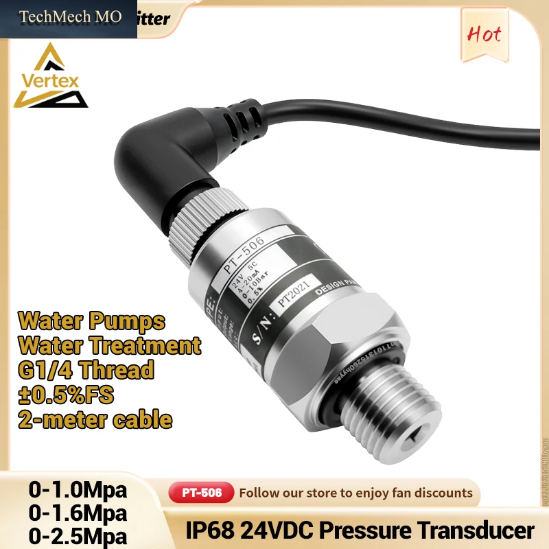0,5 % FS Druckwandler 0-1/1,6/2,5 Mpa IP68 PT506 Drucktransmitter Variable Frequenz Wasserpumpensensor DC24V G1/4 4-20 Ma