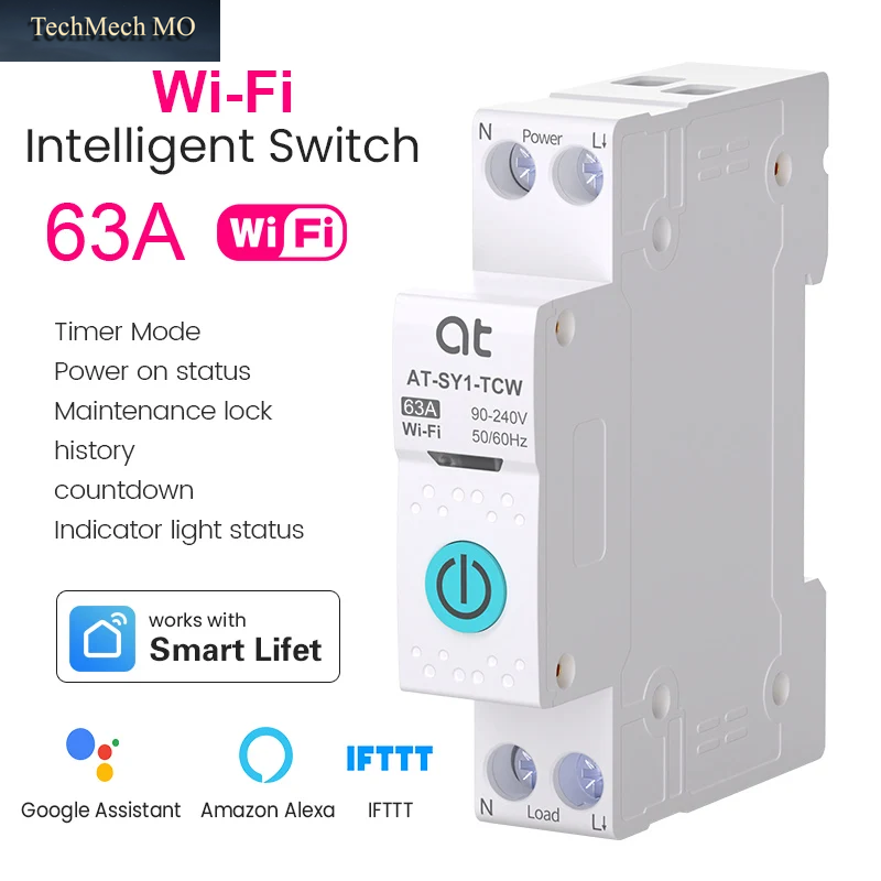 TUYA WIFI Smart Circuit Breaker Power Metering 1P 63A Smart Switch Drahtlose Fernbedienung Smart Home Über Smart Life APP