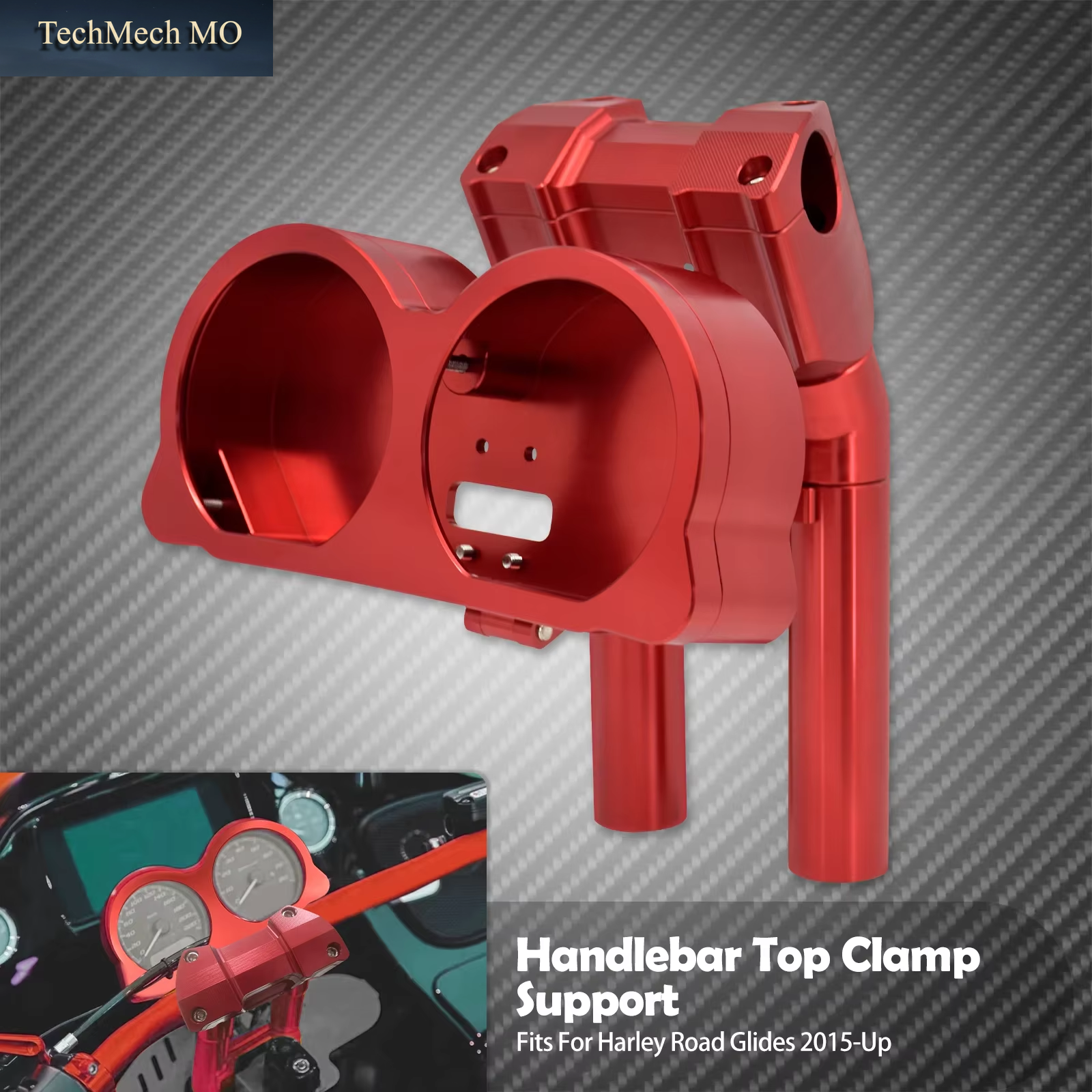 Motorcycle Red Handlebar Top Clamp Support Instrument Control Bracket for Harley Touring Road Glide FLTRXS FLTRX 2015-2022 2023
