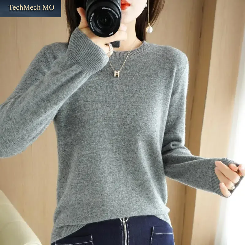 2026 Damen-Pullover Frühling Herbst Langarm O-Ausschnitt Pullover Warme Unterziehshirts Koreanische Mode Strickwaren Weiche Pullover