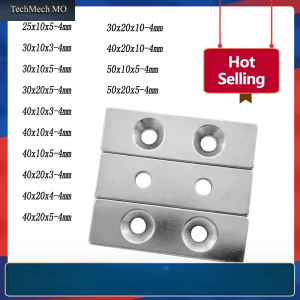 40X10X4 Starker Blockmagnet 40X10X4Mm Zwei Löcher 4Mm Neodym-Magnetplatte 30X10X5-4 Permanenter Ndfeb-Magnet 40*20X5-4