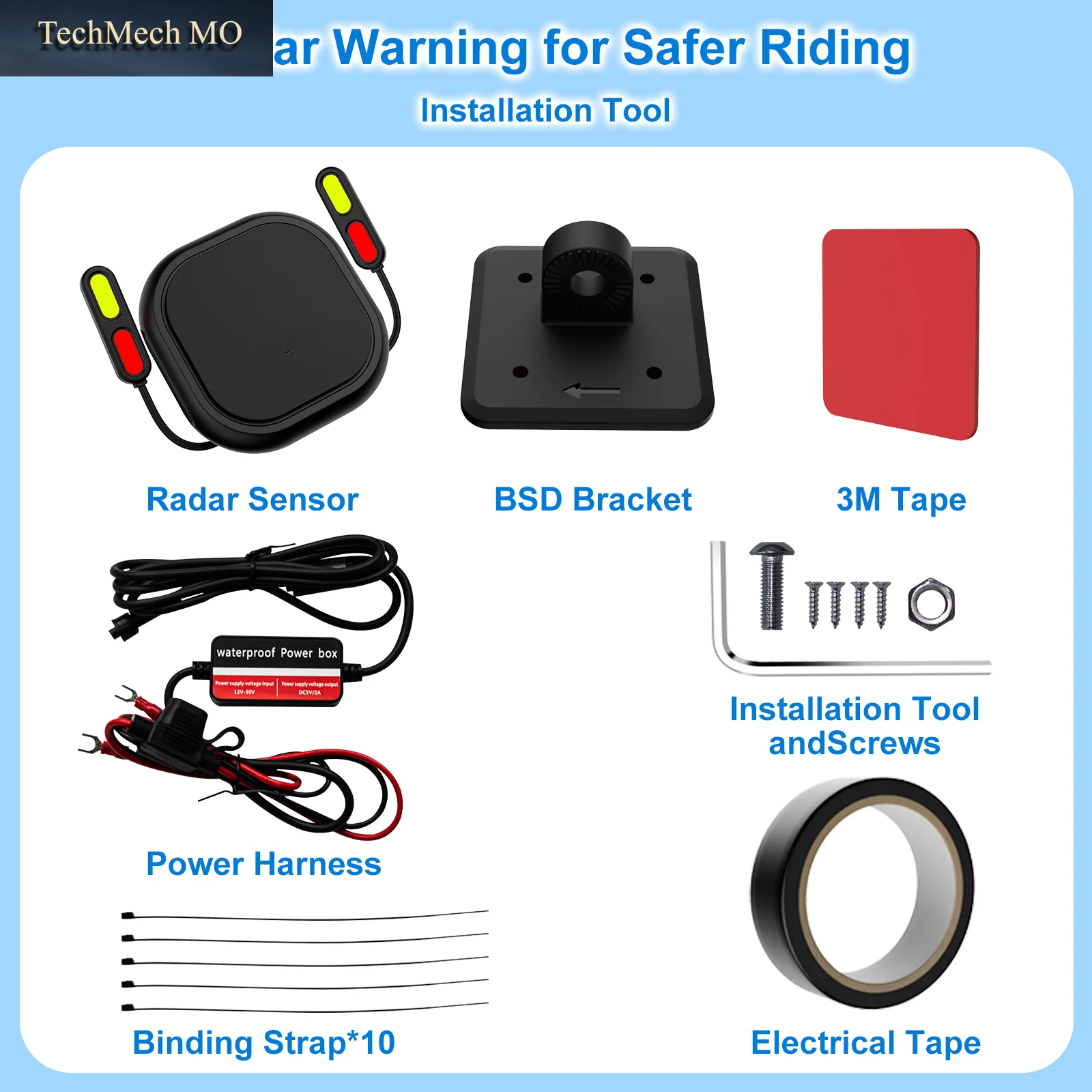WEUASTE 24Ghz Radar BSD01 Motorrad BSD Totwinkel-Erkennungssystem Led-Sicherheitswarnung