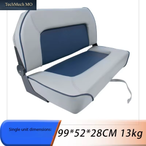 Low Backrest Double Folding Boat Seat Anti-Corrosive Leather Fishing Perch Boat Seat Marine Bench Seat