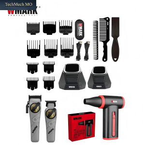 WMARK Rasierer Elektrisch Elektrischer Rasierapparat Haarschneidemaschine Haartrimmer 5-In-1 Barbier-Set Professionell Rasierer Haartrockner Und Sprühflasche Verstellbarer Haartrimmer Für Herren NG-8637 KIT