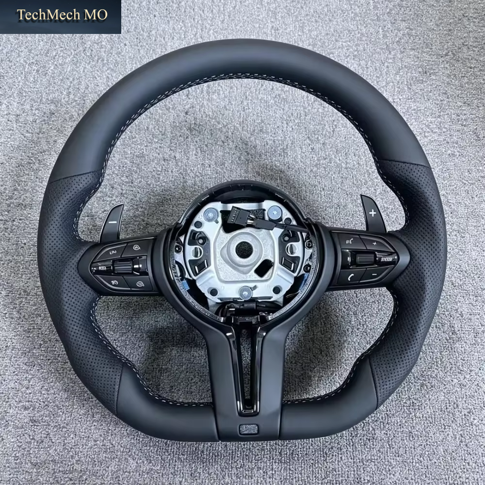 M Series Leather Steering Wheel for BMW M3 M5 F20 F22 F23 F30 F33 F34 X1 F48 X5 F15 X3 F25 F80 E90 E70 E84 with Paddles
