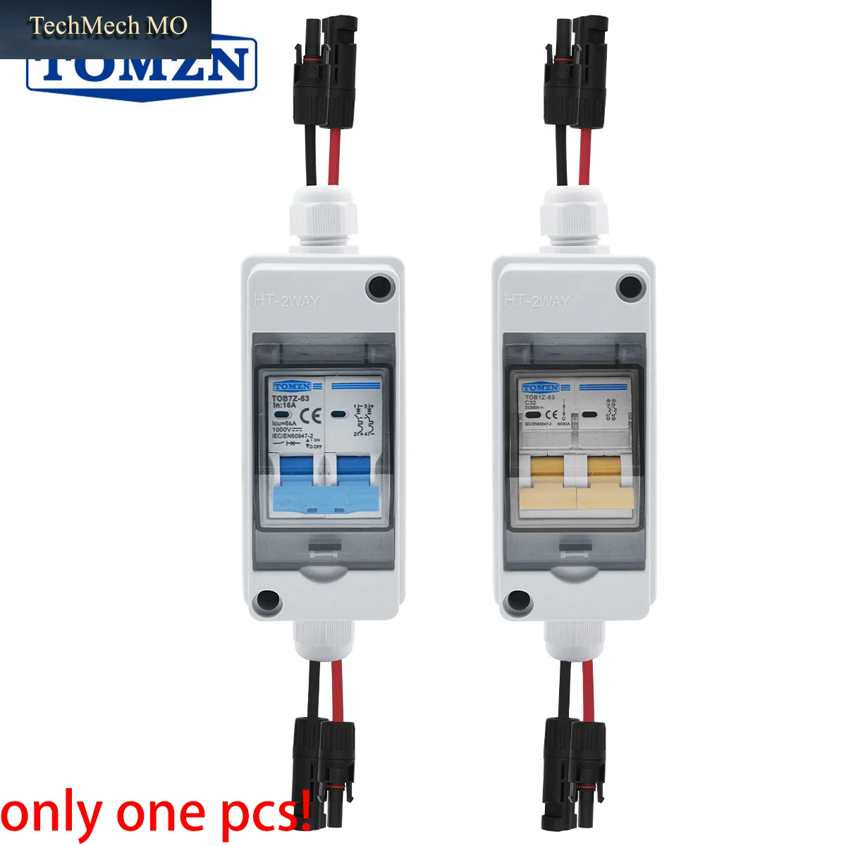 1 Stück TOMZN Solar-Photovoltaik-Kombiniererbox Mit DC-MCB IP65 HT 2-Wege 600/1000V 1 Eingang 1 Ausgang DC Mit Passenden Kabeln Wasserdicht