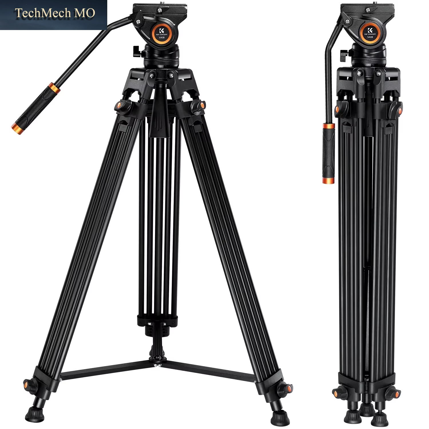 72Inch/1.8M Video Tripod Aluminum Transverse Center Column 17.6Lbs/8Kg with Fluid Head for DSLR Camcorders Camera