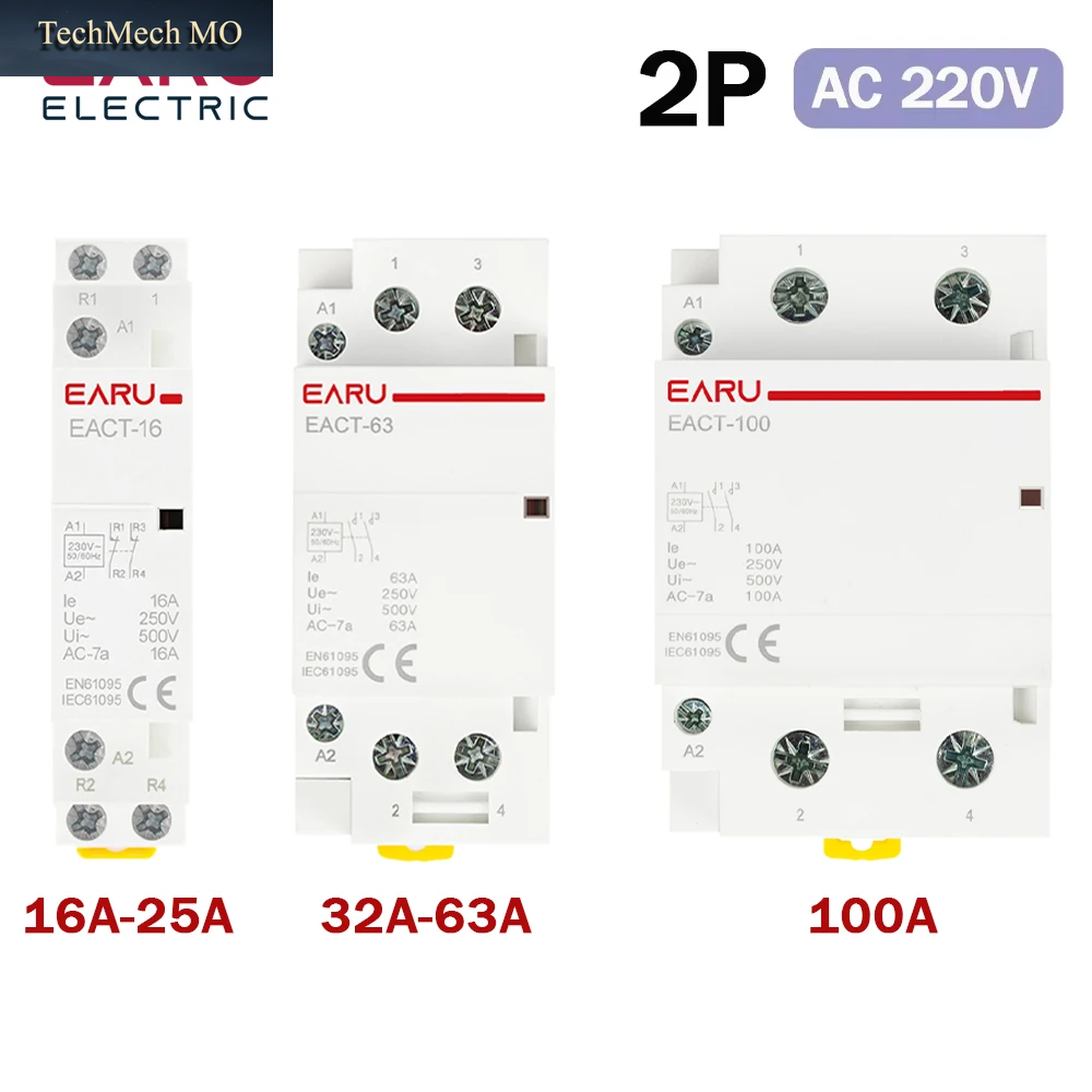 EARU 2P 4P 16A 20A 25A 32A 50A 40A 63A 100A AC 230V Din-Schienen-Haushaltsmodul-Wechselstromschützschalter Für DIY Smart Home