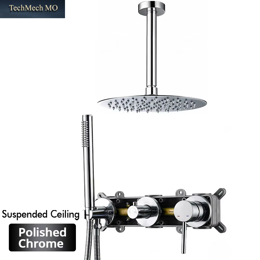 Gunmetal-Duscharmatur, 20,3–40,6 Cm, Wandmontage, Verdeckte Steuerung, Unterstützung Für Heißes Und Kaltes Badezimmer, Handgehaltenes 2-Wege-Regenduschset