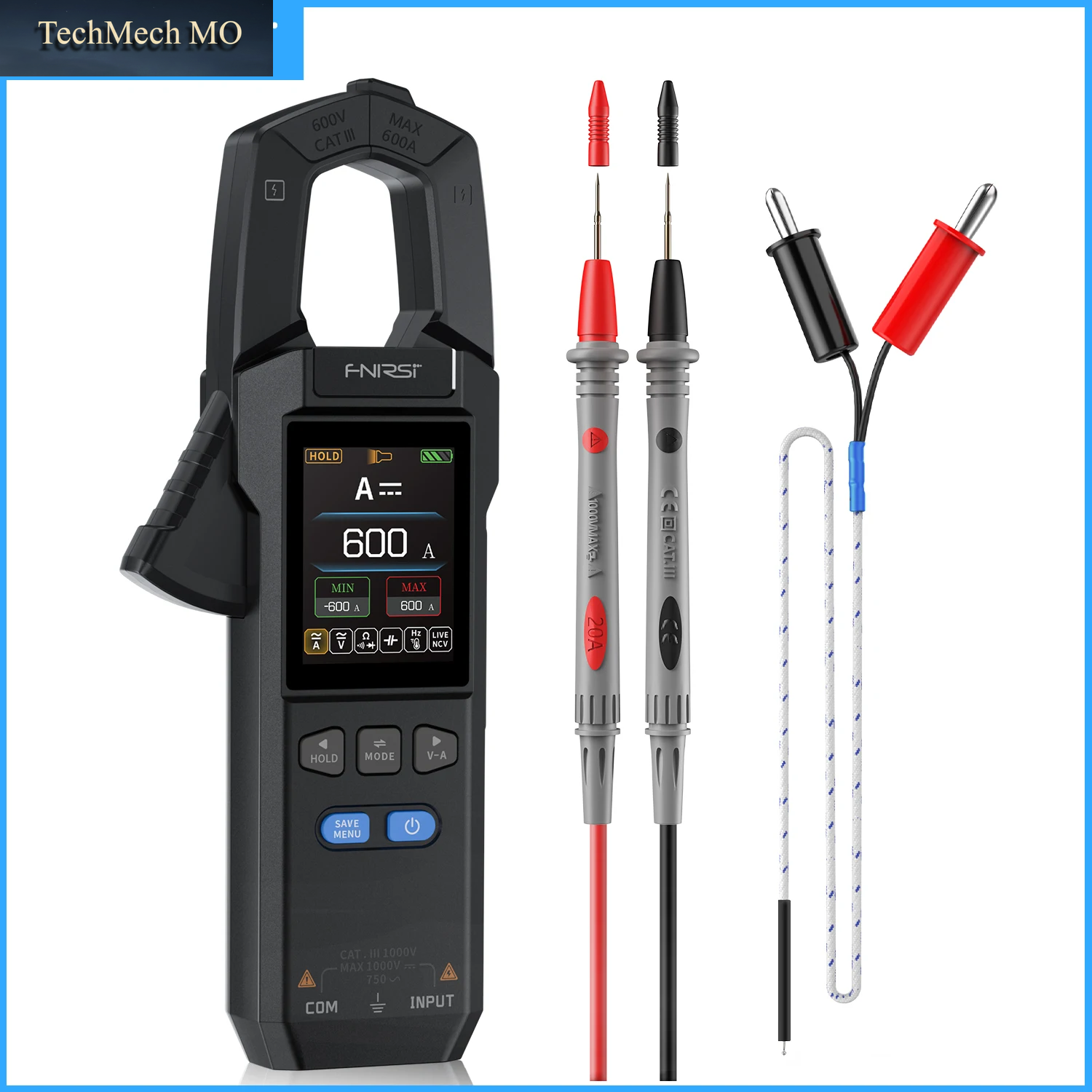 FNIRSI DMC-100 10.000 Zählungen Zangenmessgerät AC DC Strom Digitalmultimeter Usb-Aufladung 600 a Amperimetrische Zange Elektrikerwerkzeuge